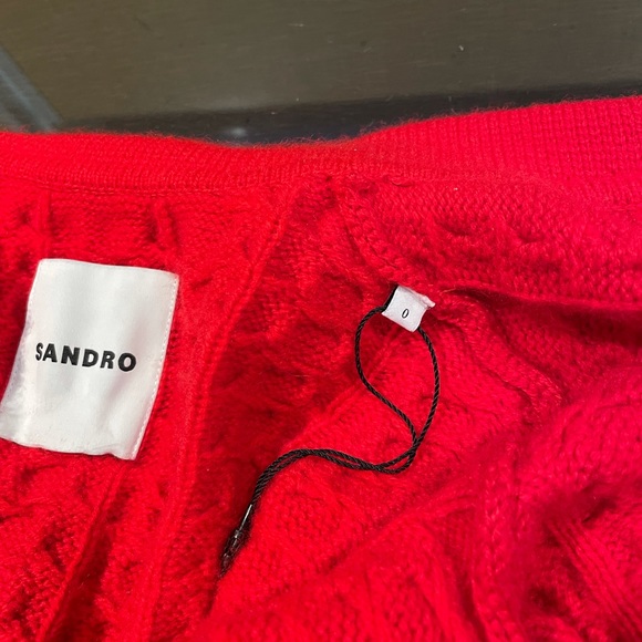 SANDRO Red Cropped Cardigan Size 0 (XS) - Picture 4 of 11
